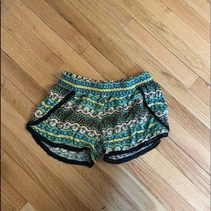 Boho Shorts Rainforest Cafe lace trimmed patterned